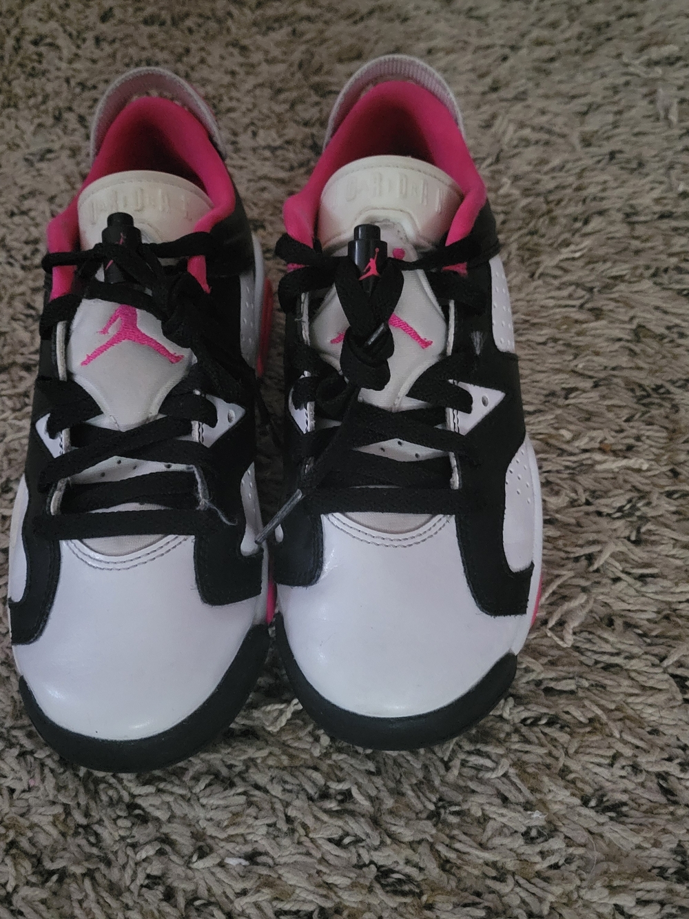 Kids Jordan 6 White, Black & Pink Low-Top Sneakers 4Y